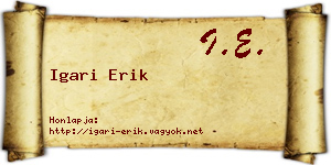 Igari Erik névjegykártya